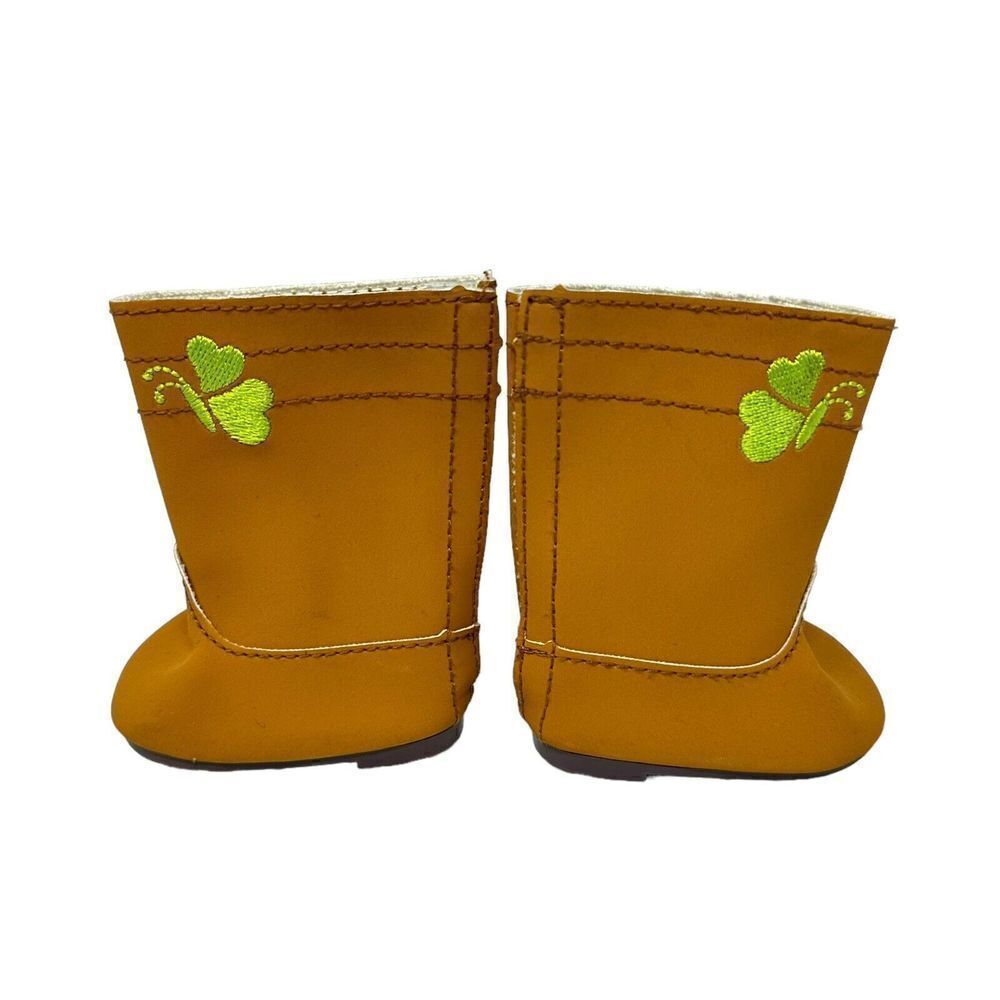 AG AMERICAN GIRL Doll True Spirit Outfit Meet TAN BOOTS Shoes Green Butterfly‎